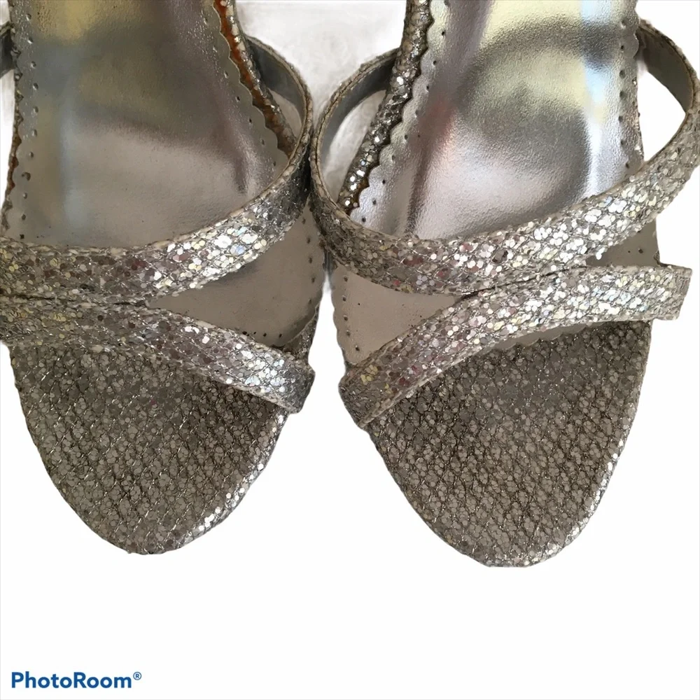Jonathan Kayne Silver Glitter Platform Sandals 5.5